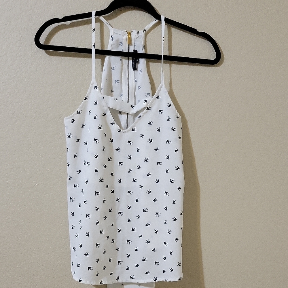 White and Black Patterned Women's Top